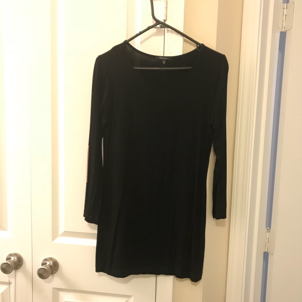 Black tunic top with elbow patches